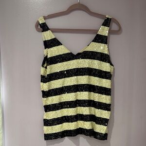 J. Crew Navy and Cream Sequin Tank Top